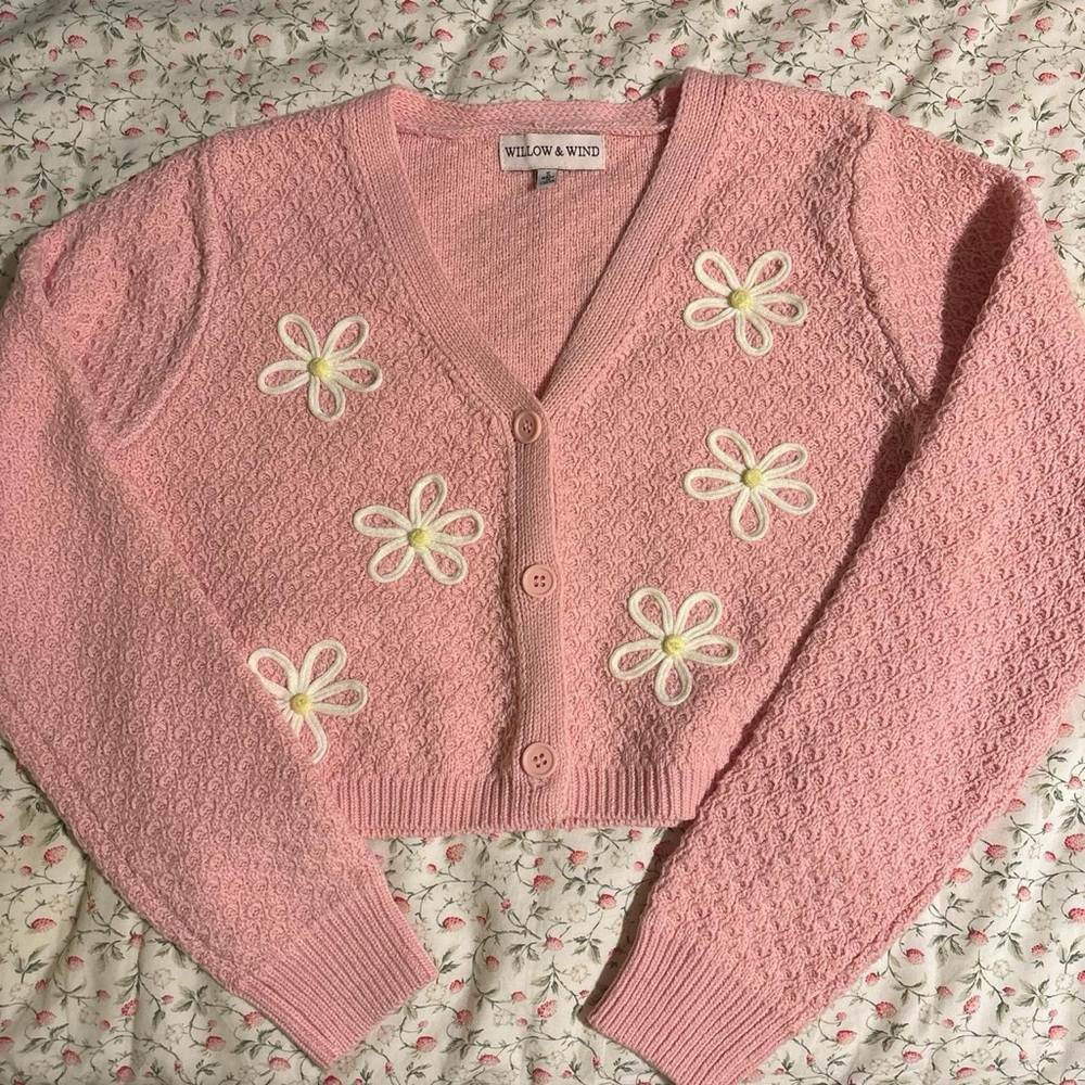 Pink floral cardigan